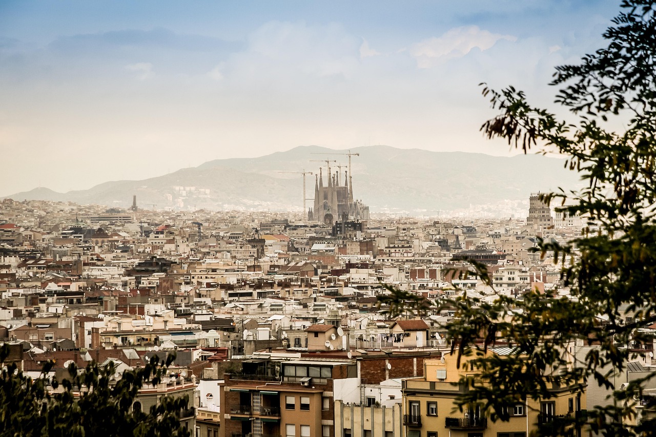 Barcelona rooftops and the Sagrada Família in the afternoon light